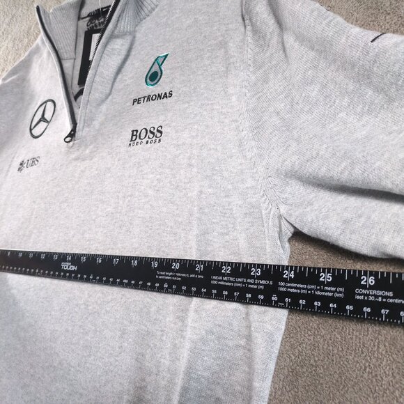 NWT Mercedes AMG Petronas F1 Hugo Boss Team Lux 1/4 Zip Sweatshirt Gray XXL - Picture 5 of 12
